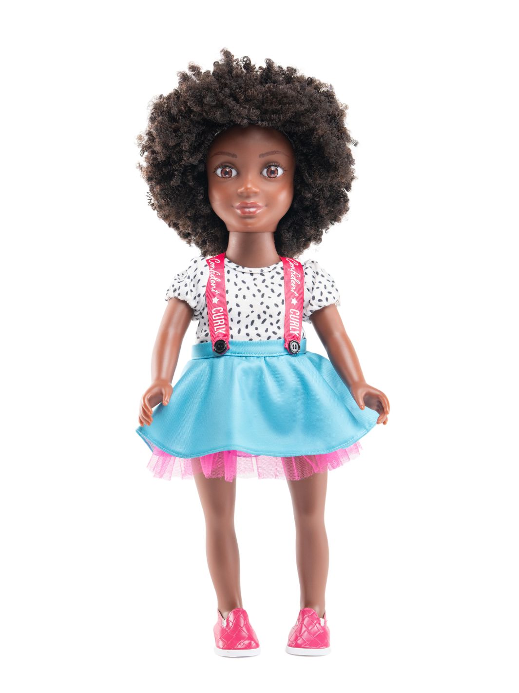 Beautiful Curly Me Bella Doll is an 18 inch doll with natural curly hair that can be washed and styled.
