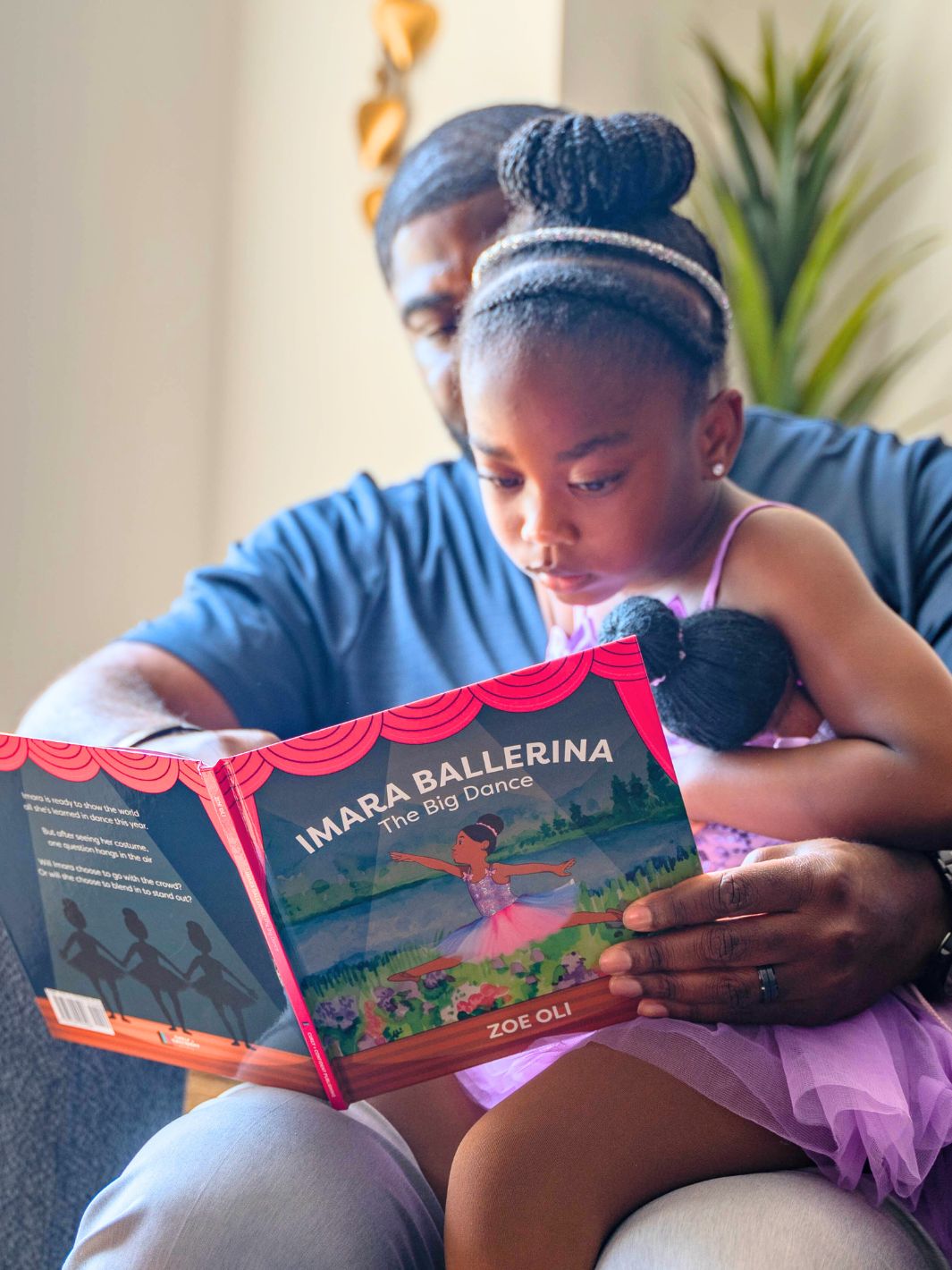 Girl and Father Reading Imara Ballerina Book