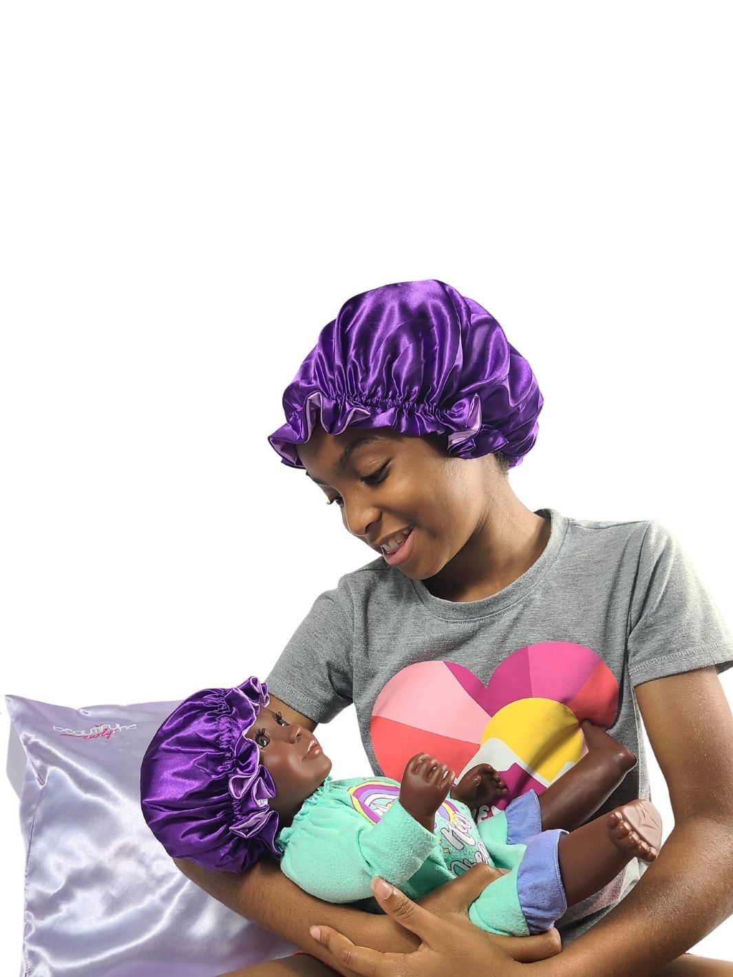 Reversible Satin Bonnet Sets | Mini & Me (Matching Girl & Doll)-Bonnet-Beautiful Curly Me