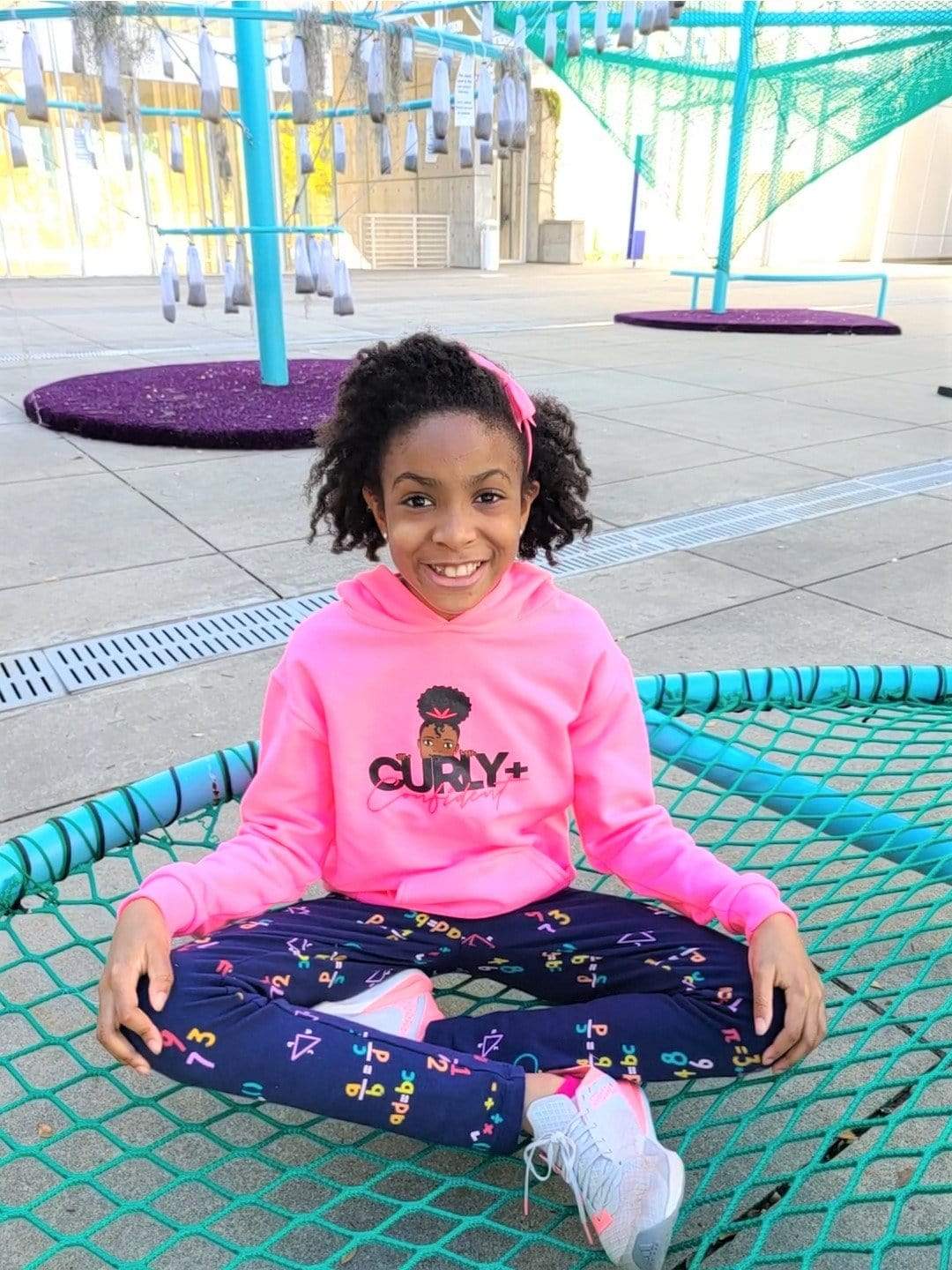 Pink Curly+Confident™ Girls Statement Character Hoodie (Multiple Colors)-Hoodie-Beautiful Curly Me