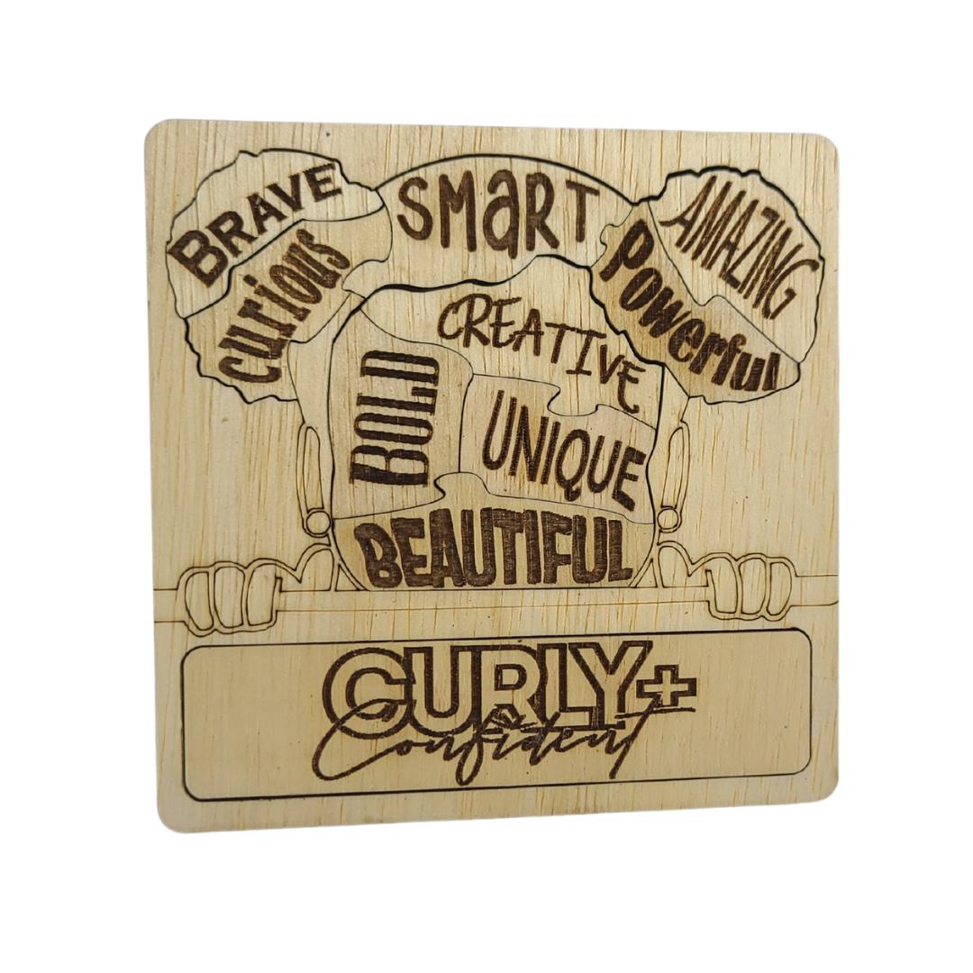 Curly+Confident Girls Wooden Affirmation Puzzle-Puzzle-Beautiful Curly Me