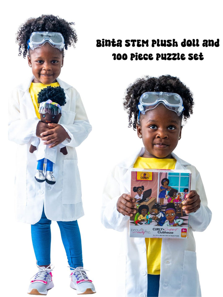 Binta 14 inch STEM Plush Doll & 100 piece Puzzle