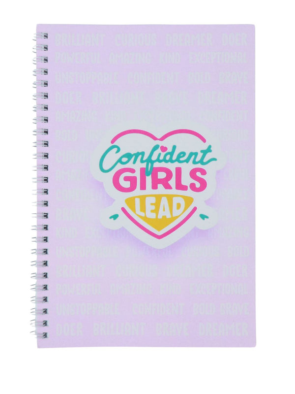Confident Girls Lead blank journal with daily affirmations on the cover