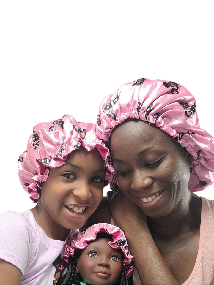 Reversible Satin Bonnets | Adult Only & Mommy Mini & Me (Matching Adult, Girl and Doll)-Bonnet-Beautiful Curly Me