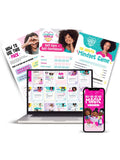 Educational materials for girls on self-care, self-confidence, and mindset game with digital devices.