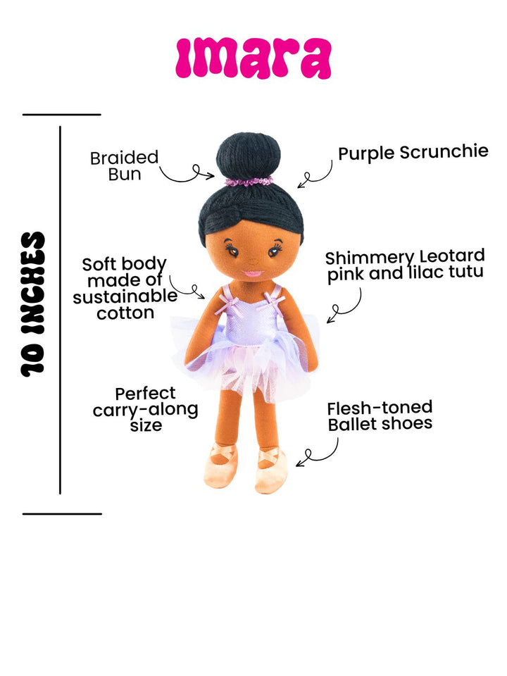 Beautiful Curly Me Imara Ballerina 10 inch Plush Doll & Storybook Set