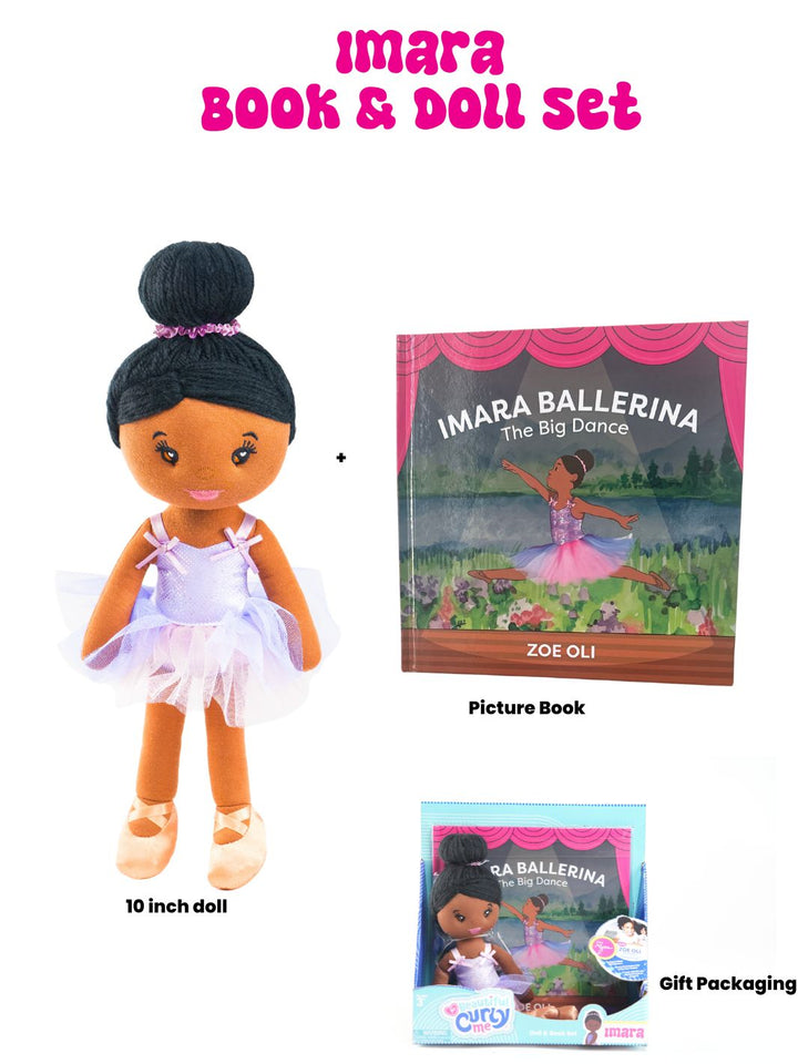 Beautiful Curly Me Imara Ballerina 10 inch Plush Doll & Storybook Set
