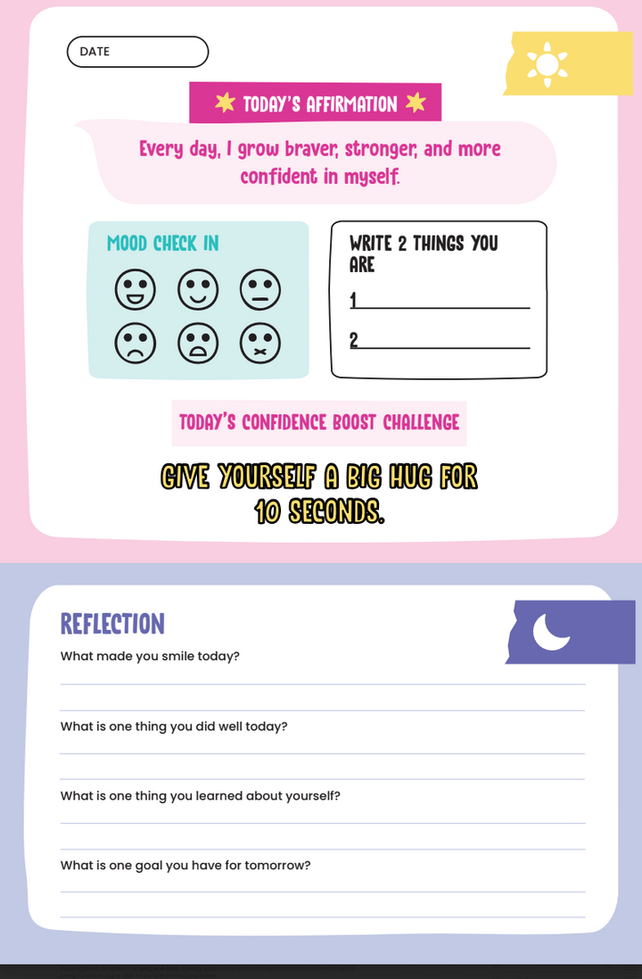 Daily Prompt Inner page of the Confidence Journal