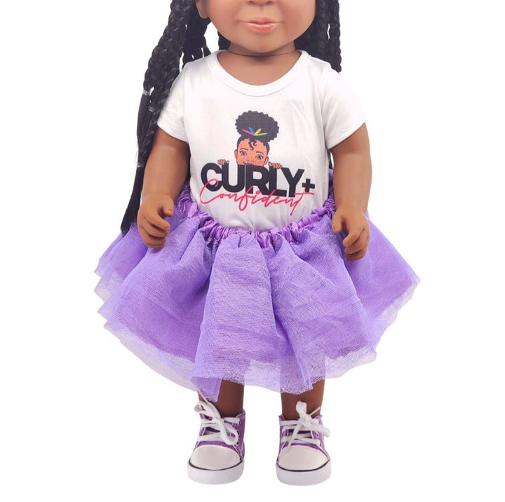 Curly & Confident Doll Clothing Set ONLY: Tshirt, Tutu & Chucks- 18" Doll-Accessories-Beautiful Curly Me