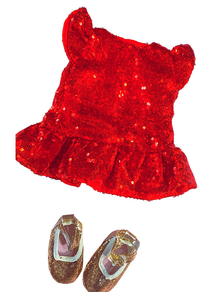 Bella's Radiant Red Dress & Shoe Set - For 18" Dolls-Accessories-Beautiful Curly Me