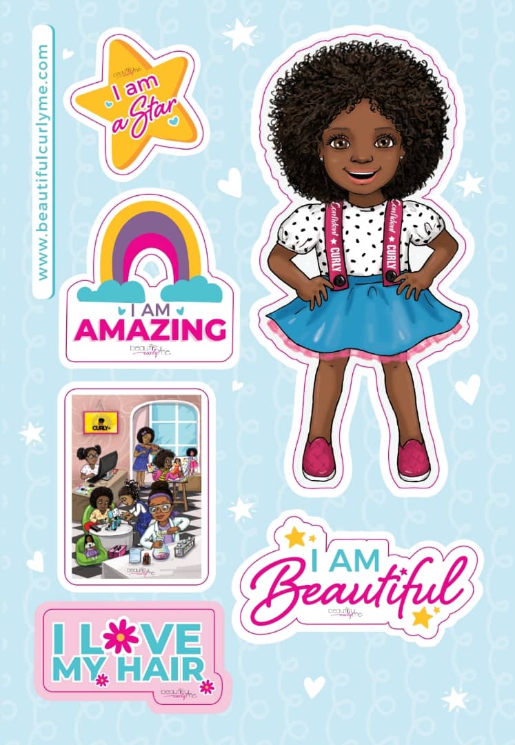 Bella Affirmation Stickers-Beautiful Curly Me