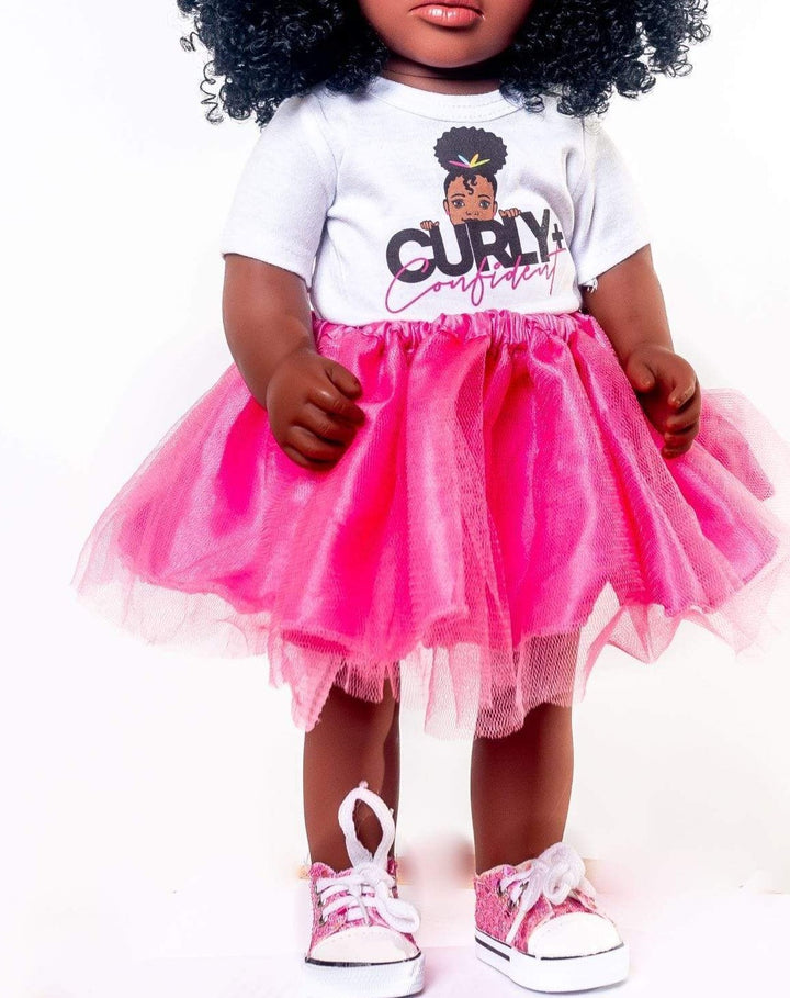 Curly & Confident Doll Clothing Set ONLY: Tshirt, Tutu & Chucks- 18" Doll-Accessories-Beautiful Curly Me