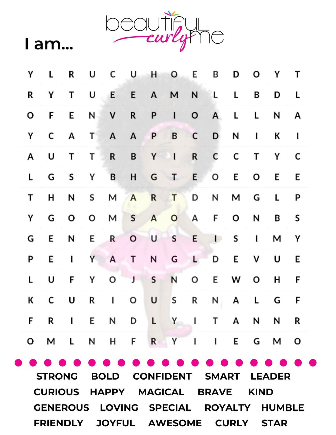 Curly & Confident Word Search-Digital-Beautiful Curly Me